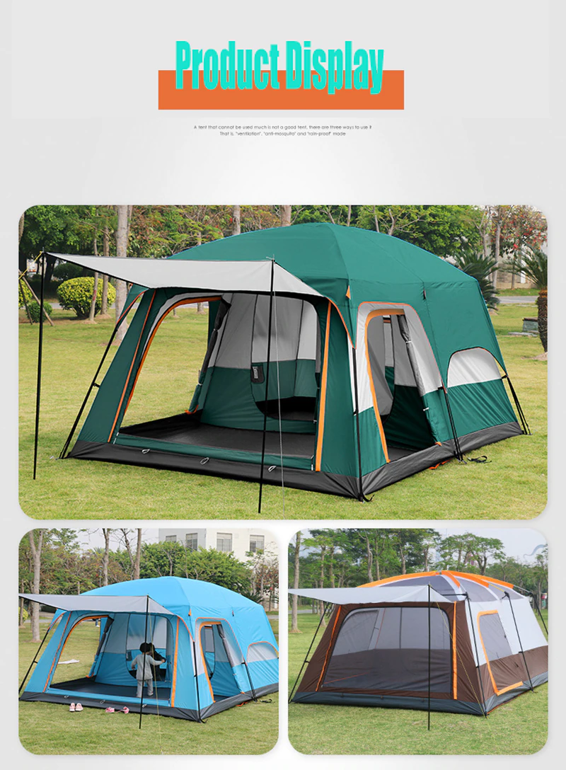 Cheap Goat Tents Large Camping Tent Two Story Outdoor 2 Living Rooms And 1 Hall High Quality Outdoor Family Camping Tent Large Space Tent For5 12   